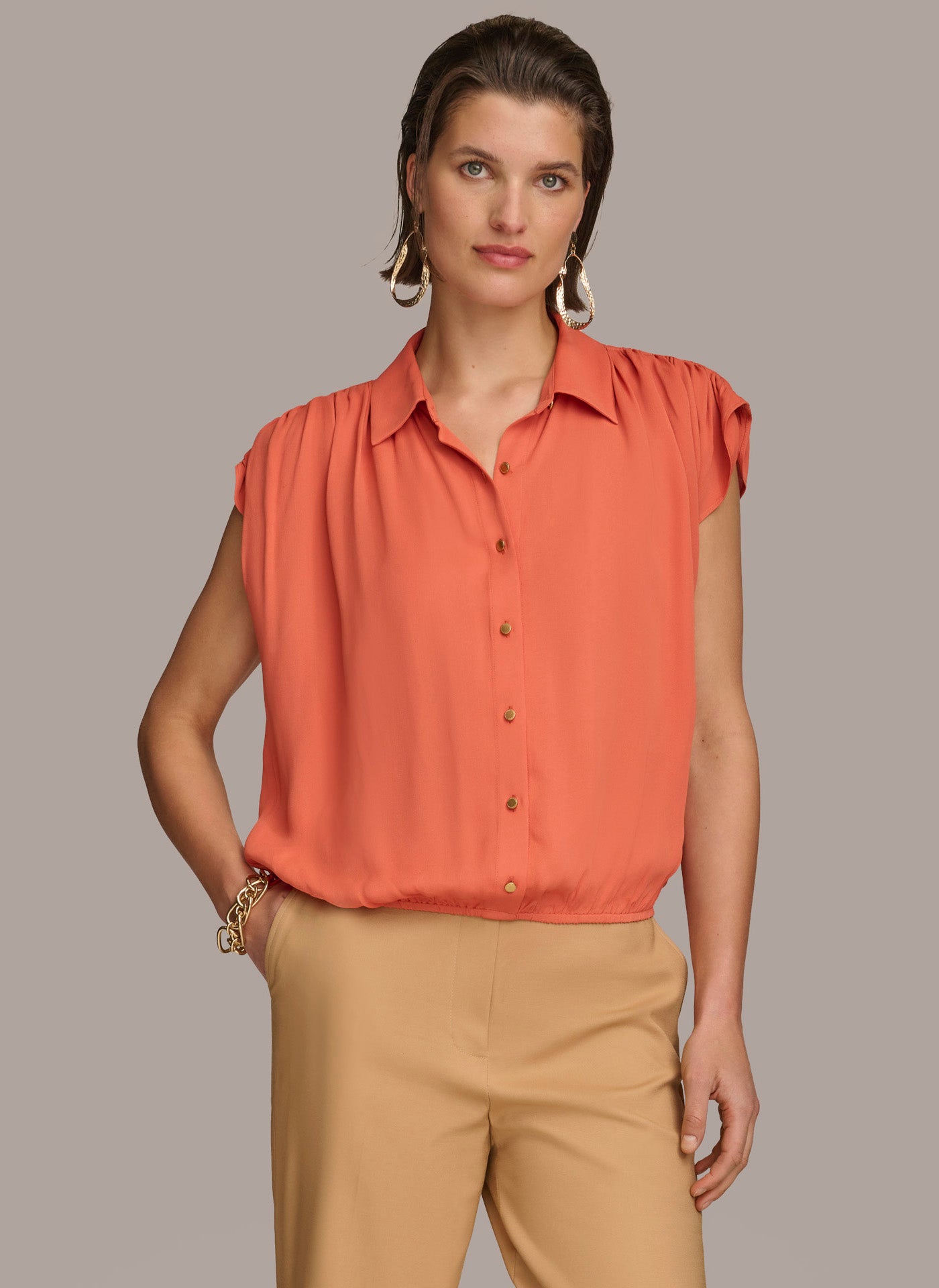 (image for) EXCELLENT QUALITY ELASTIC HEM BLOUSE